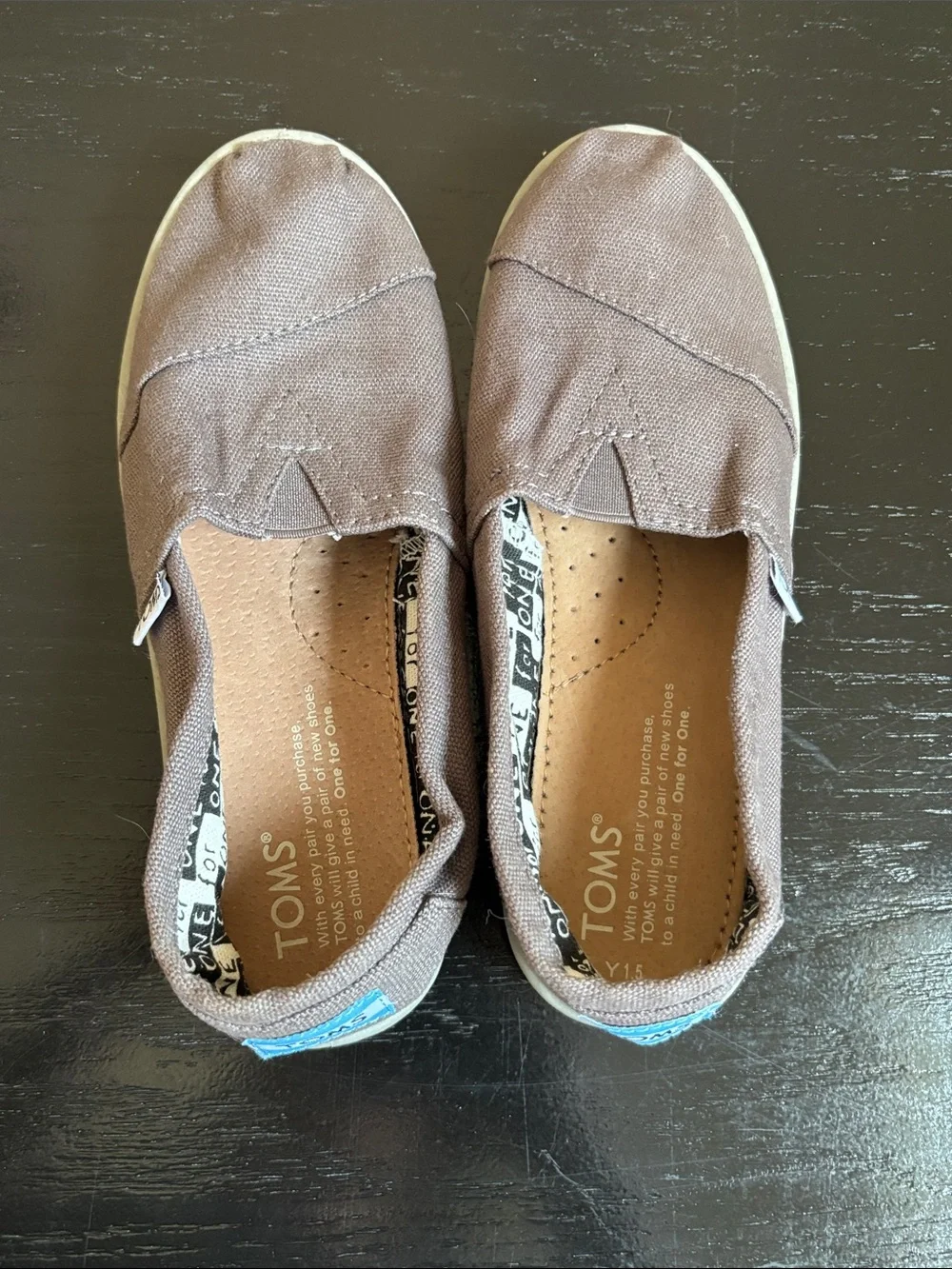 New Toms Kids Canvas Slip-On Sneakers in Gray Sz1.5